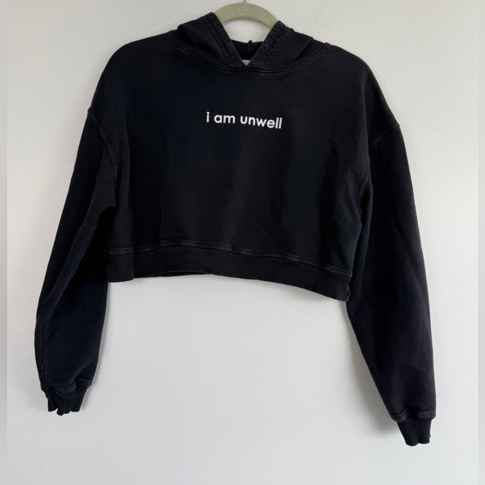 Barstool Chicks Black Call Her Daddy I’m Unwell Cropped Hoodie Sweatshirt Sz.Sm